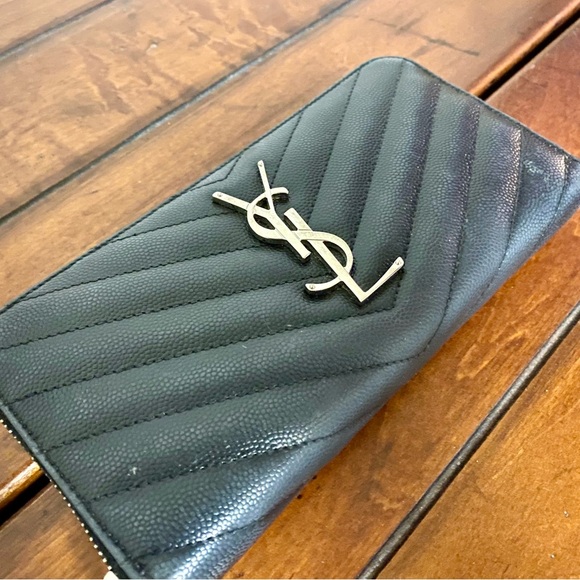 YSL Yves Saint Laurent Monogram Large Zip Wallet in Grained Leather - Picture 3 of 7